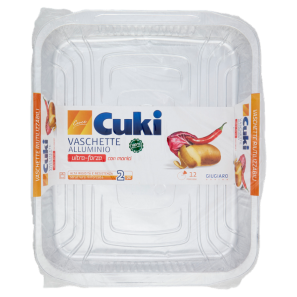 Cuki Cuoce Vaschette Alluminio ultra-forza con manici 12 Porzioni 2 pz