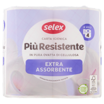 Selex Carta Igienica 4 Veli 200 Strappi 4 Rotoli