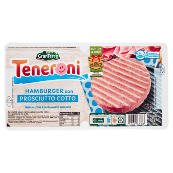 Teneroni Hamburger con Prosciutto Cotto 2 x 75 g