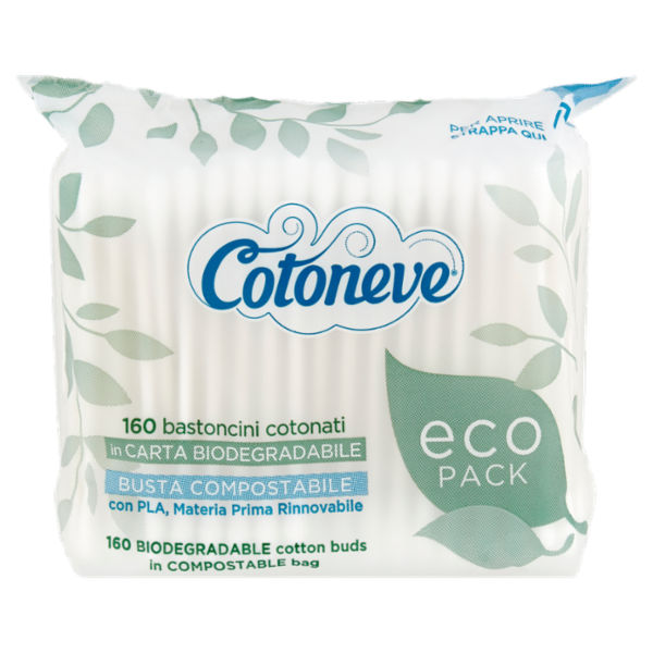 Cotoneve bastoncini cotonati in Carta Biodegradabile 160 pz