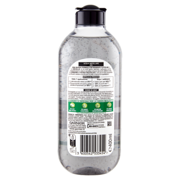 Garnier SkinActive Acqua Micellare Gel Purificante con carbone, 400 ml