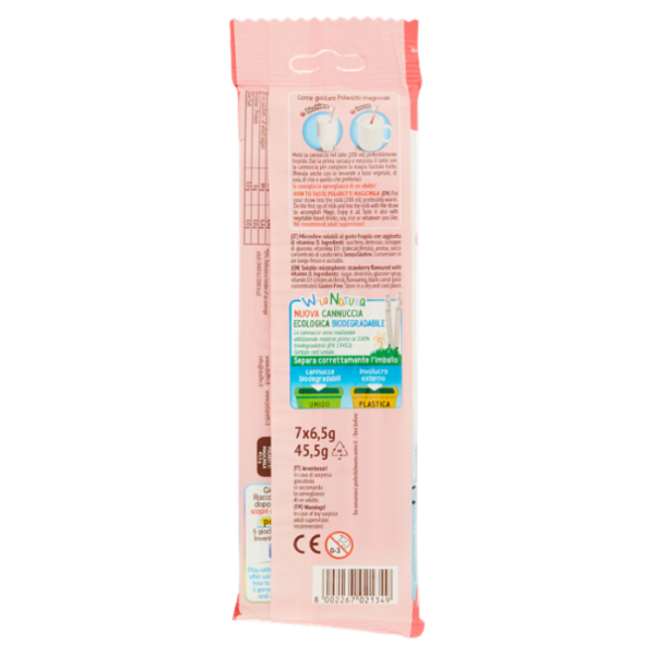 Polaretti magicmilk cannucce fragola 7 x 6,5 g