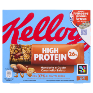 Kellogg's High Protein 26% Mandorle e Gusto Caramello Salato 4 x 35 g
