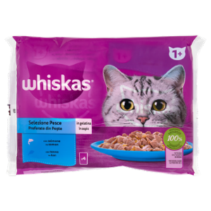 Whiskas Selezione Pesce In Gelatina Con Salmone, Con Tonno 4x85g