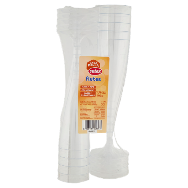 Selex Casa Bella Bicchieri Flutes Trasparenti 140 cc 10 pezzi