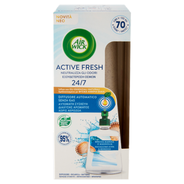 Air Wick Active Fresh Diffusore Automatico Brezza Marina e Magnolia Profumatore per ambiente 228 ml