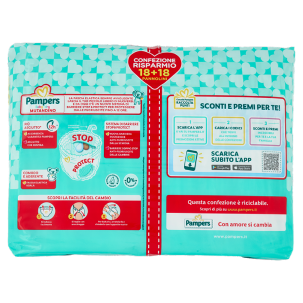 Pampers Baby-dry Mutandino Junior 18 + 18 pz