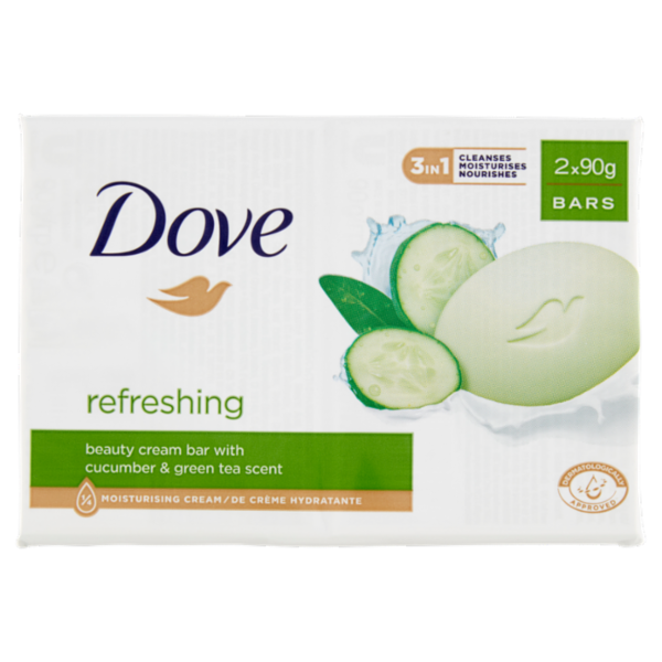 Dove refreshing beauty cream bar with cucumber & green tea scent Bars 2 x 90 g