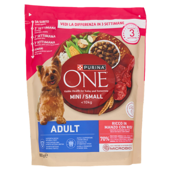 PURINA ONE Mini/Small Adult Manzo e Riso 800 g