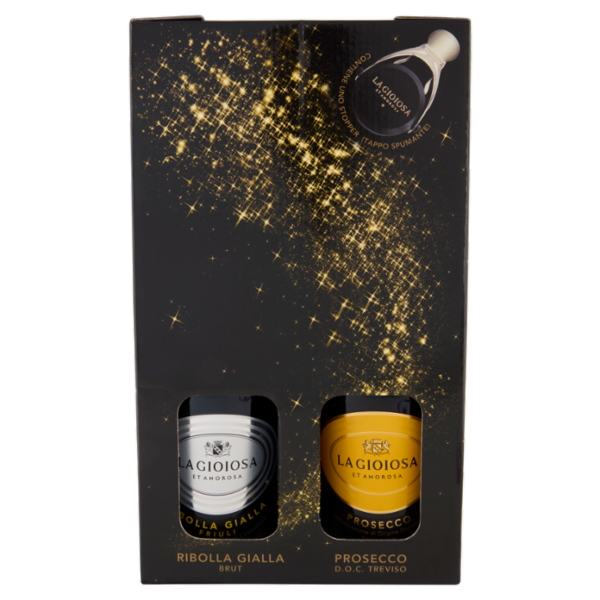 La Gioiosa Ribolla Gialla Brut 750 ml + Prosecco D.O.C. Treviso 750 ml + Stopper Tappo Spumante