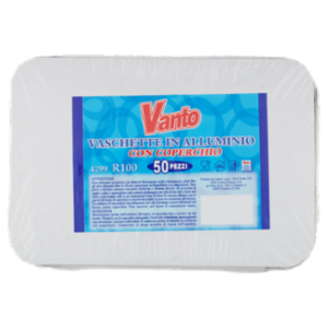 Vanto Contenitore In Alluminio Con Coperchio 21x15x4 Cm 50 Pezzi
