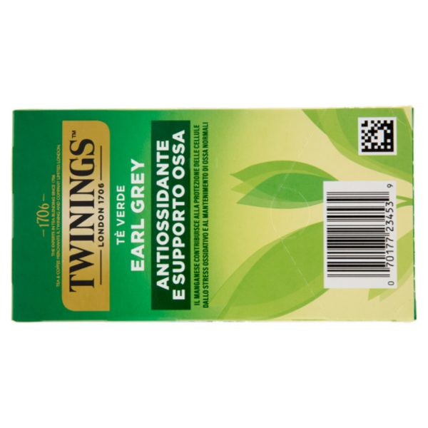Twinings Earl Grey Tè Verde aromatizzato Bergamotto Antiossidante e Supporto Ossa 20 filtri The 40 g