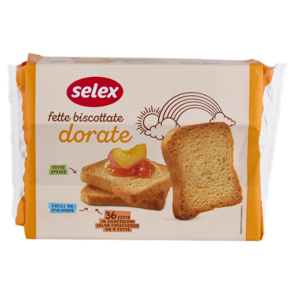 Selex Fette Biscottate Classiche in Confezioni Salvafreschezza 9x4 fette 320 g