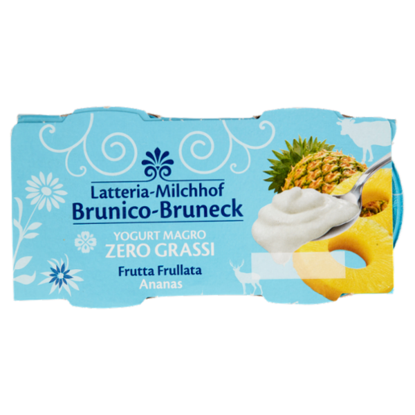 Latteria Brunico Yogurt Magro Zero Grassi Frutta Frullata Ananas 2 x 125 g