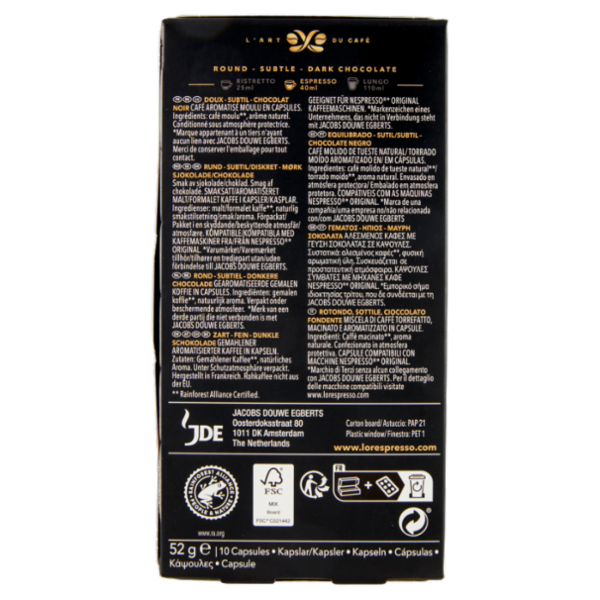 L'Or Espresso Flavours Collection Chocolat- 10 Caps Caffè Comp. Macchine Nespresso*® Original 52g