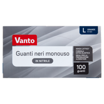 Vanto Guanti Monouso In Nitrile Neri Misura Grande (8-8,5) Dispenser 100 Pezzi