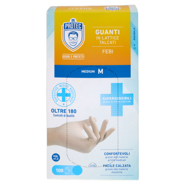 Dr. Protec Guanti in Lattice Talcati Febi Medium M 100 pz
