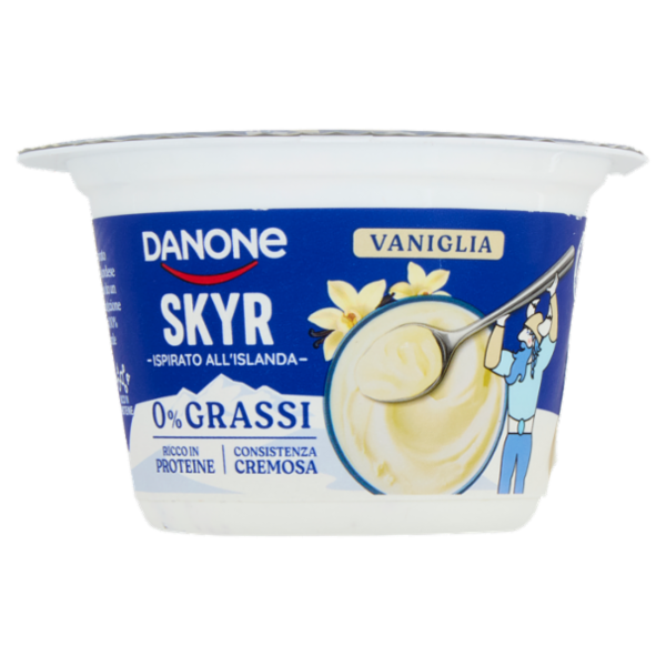 DANONE Skyr, Yogurt ispirato all'Islanda, 0% grassi, Cremoso, Ricco in Proteine, Vaniglia, 150g