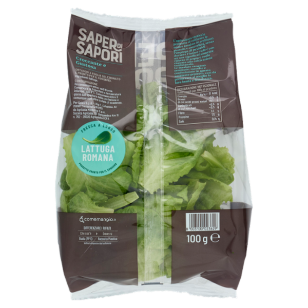 Selex Saper di Sapori Lattuga Romana Lavata e Pronta per il Consumo 100 g