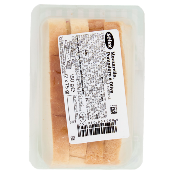 Selex Tramezzini Farciti Mozzarella, Pomodoro e Olive 2x75 g