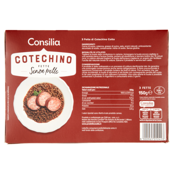 Consilia 3 Fette di Cotechino Cotto 150 g