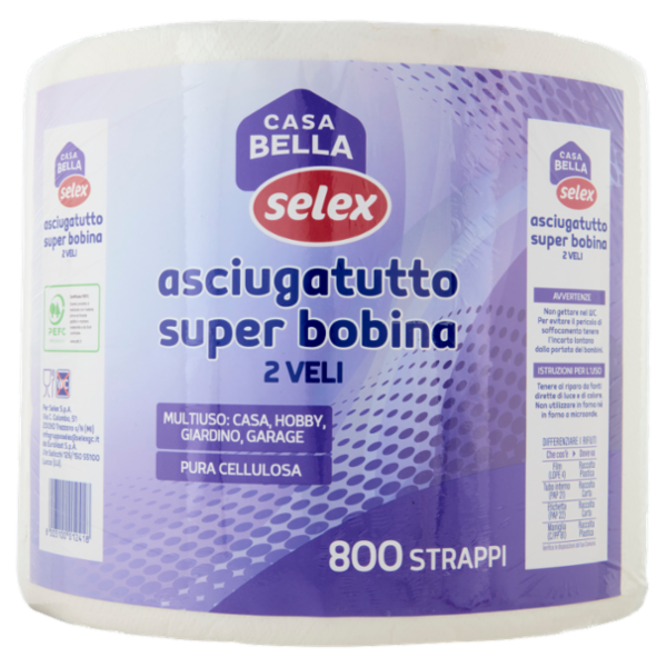 Selex Casa Bella Asciugatutto 2 Veli Super Bobina 800 Strappi