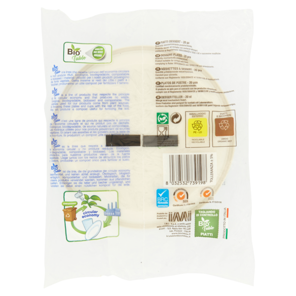 Bio Table Piatti Frutta & Dessert Compostabili 20 pz
