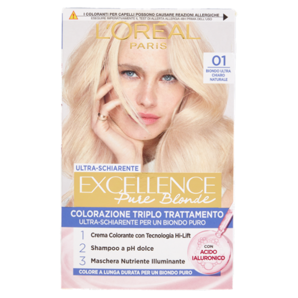 L'Oréal Paris Excellence Pure Blonde Colorazione Triplo Trattamento 01 Biondo Ultra Chiaro Naturale