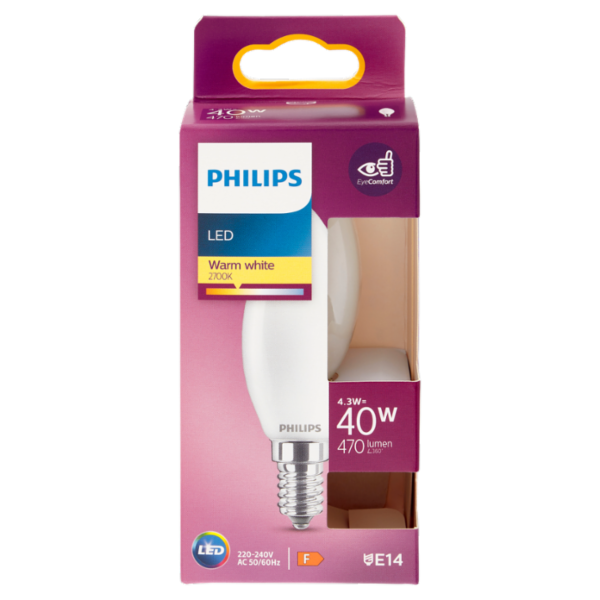 Philips Led candela vetro 40W E14 2700K