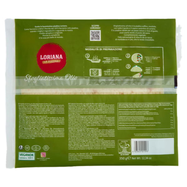 Loriana Sfogliatissima Olio 3 piadine 350 g