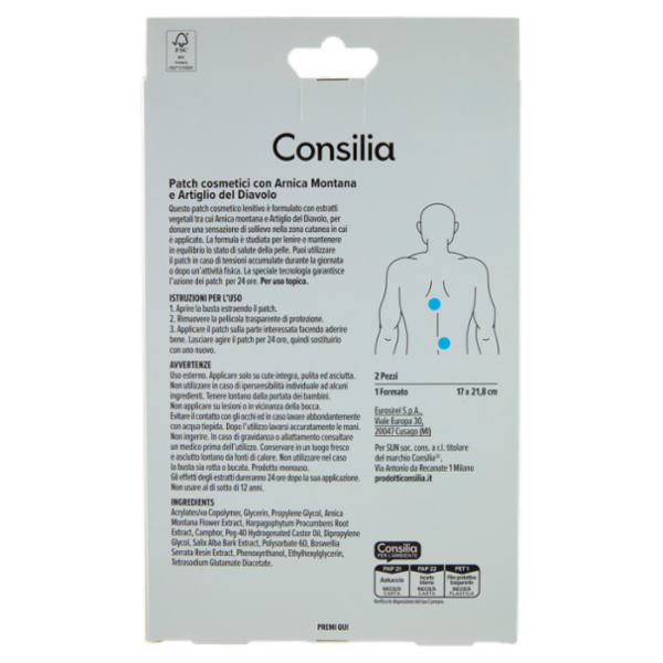 Consilia Cerotti Lenitivi con Arnica Montana e Artiglio del Diavolo 2 pezzi