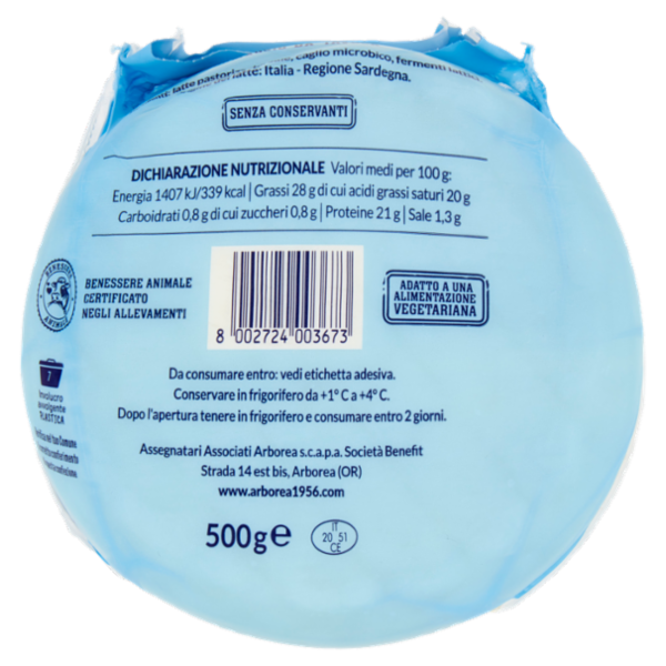 Arborea Dolcesardo Formaggio da Tavola 500 g