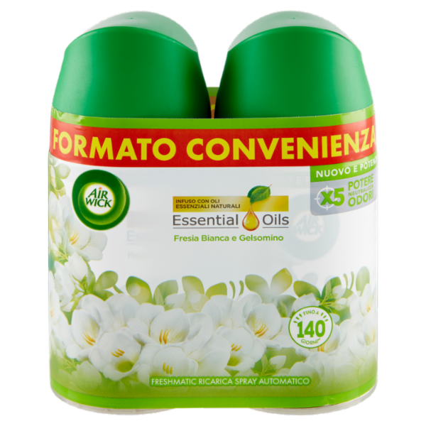 Air Wick Freshmatic Ricarica Bipacco Fresia Bianca e Gelsomino Profumatore per ambiente 2 x 250 ml