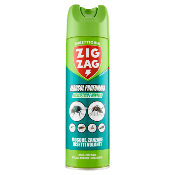 Zig Zag Insetticida Aerosol Profumato Eucaliptolo e Mentolo Mosche, Zanzare Insetti Volanti 500 ml
