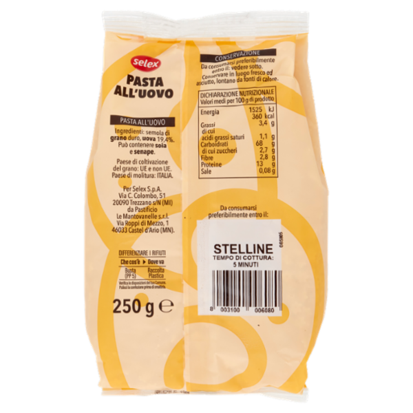 Selex Pasta all'Uovo Stelline 250 g