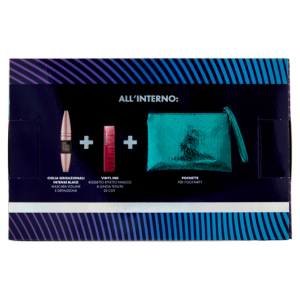 Maybelline New York Coffret Occhi Ciglia Sensazionali Intense Black + Vinyl Ink 20 (Coy)