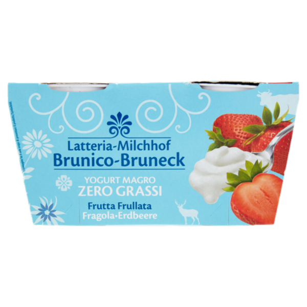 Latteria Brunico Yogurt Magro Zero Grassi Frutta Frullata Fragola 2 x 125 g