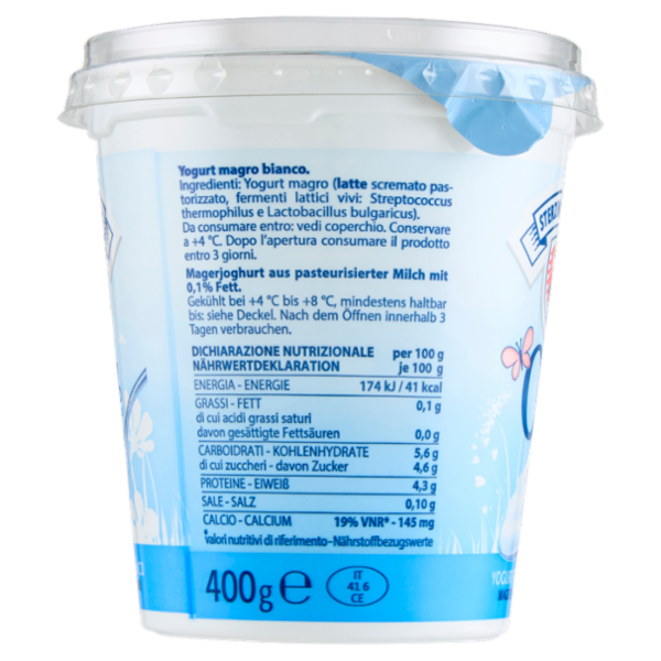 Sterzing Vipiteno 0,1% Grassi Yogurt Magro Bianco 400 g