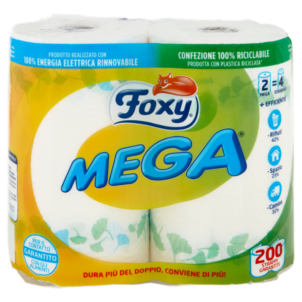 Foxy Mega carta cucina 2 maxi rotoli 2 veli decorati