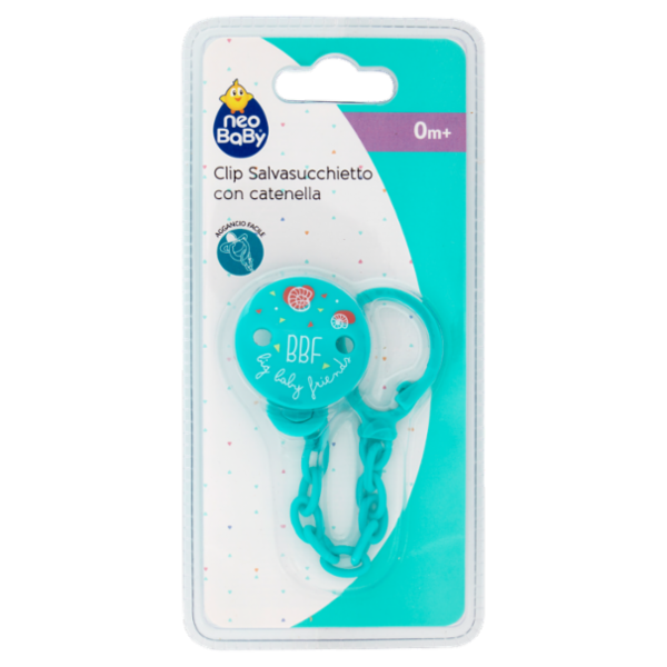 neo Baby Clip Salvasucchietto con catenella 0m+ Dino Verde