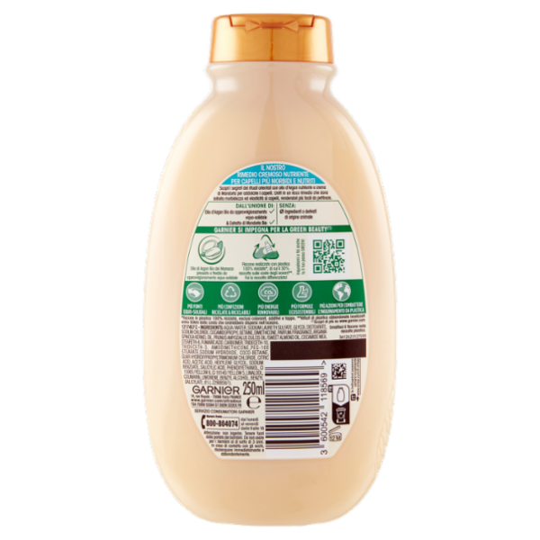 Garnier Ultra Dolce Shampoo con crema di Mandorla e Olio d'argan per capelli molto secchi, 250 ml