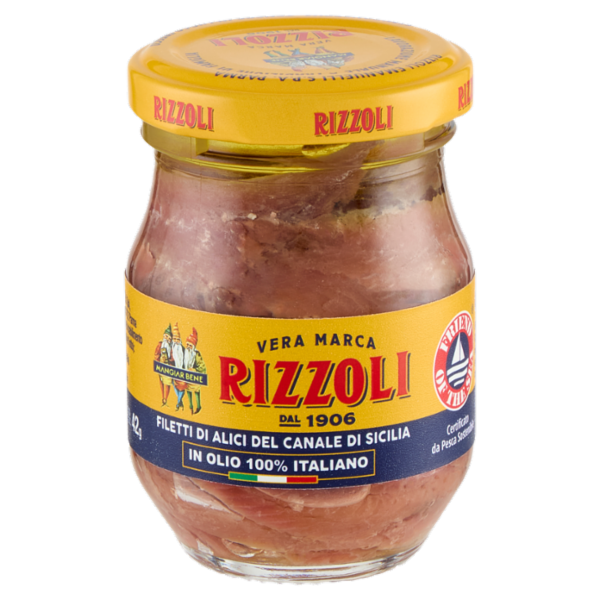 Rizzoli Filetti di Alici del Canale di Sicilia in Olio 100% Italiano 80 g