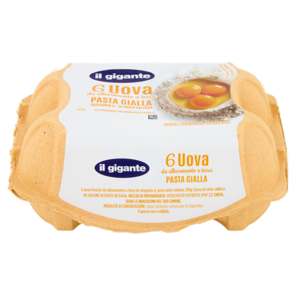 IL GIGANTE 6 Uova da allevamento a terra Pasta Gialla 330 g