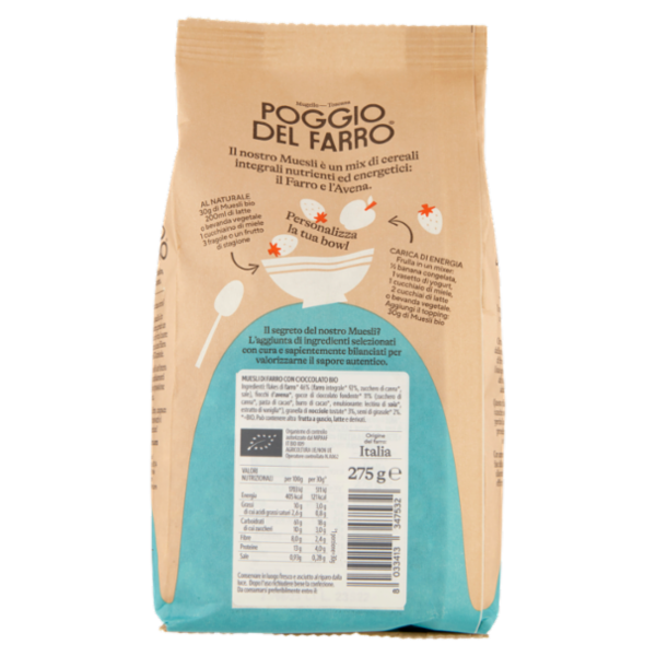 Poggio del Farro Muesli Bio Cioccolato e Nocciole 275 g