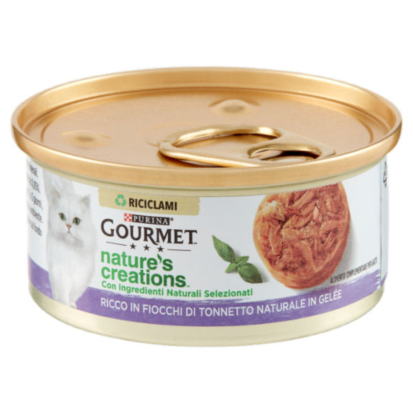 PURINA GOURMET Nature's Creations Ricco in Fiocchi di Tonnetto Naturale in Gelée 70 g