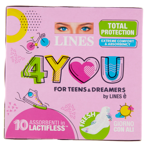 Lines 4You Assorbenti in Lactifless Giorno con Ali 10 pz