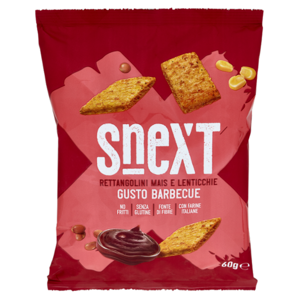 Snext Rettangolini Mais e Lenticchie Gusto Barbecue 60 g