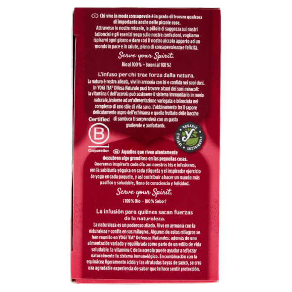Yogi Tea Difesa Naturale Bio infuso ayurvedico di erbe con echinacea, acerola e sambuco - 34g