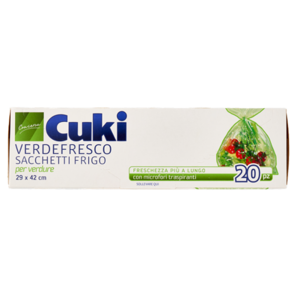 Cuki Conserva Verdefresco Sacchetti Frigo per verdure 29 x 42 cm 20 pz
