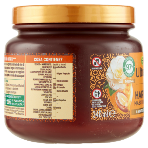 Garnier Ultra Dolce Hair Remedy Maschera per Capelli Nutriente Argan e Camelia, 340 ml